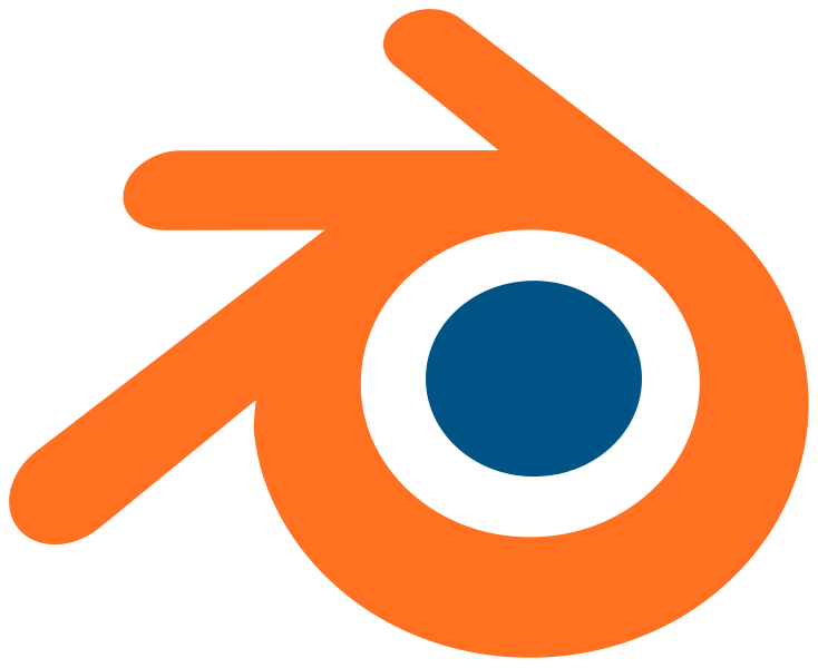 Blender logo which includes orange and blue