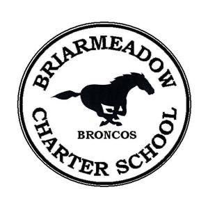 Outline of a Bronco Logo and the emblem of the Briarmeadow Charter School